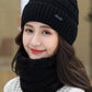 Winter Knitting Solid Color Keep Warm Scarf&Hat Two Pieces Set