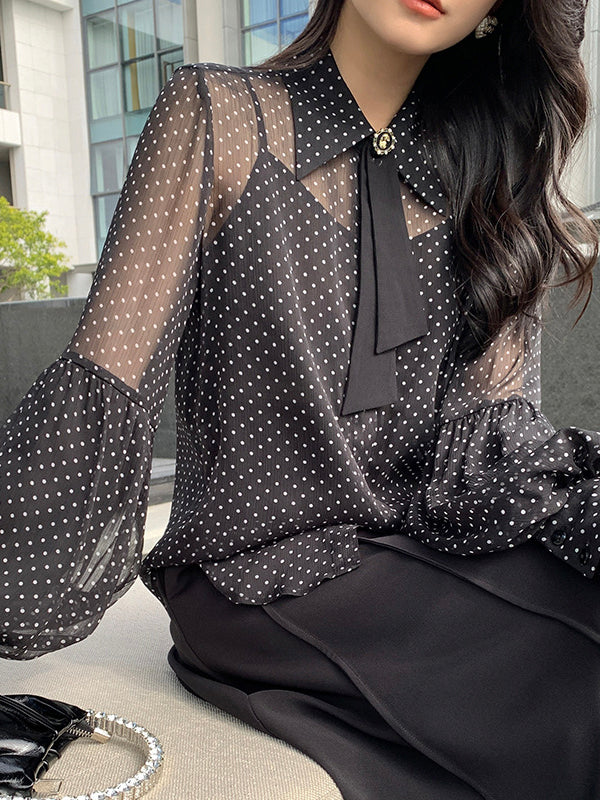 Polka Dot Bell Sleeve Shirt