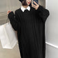 Vintage Casual Loose Jacquard Round-Neck Sweater Dress