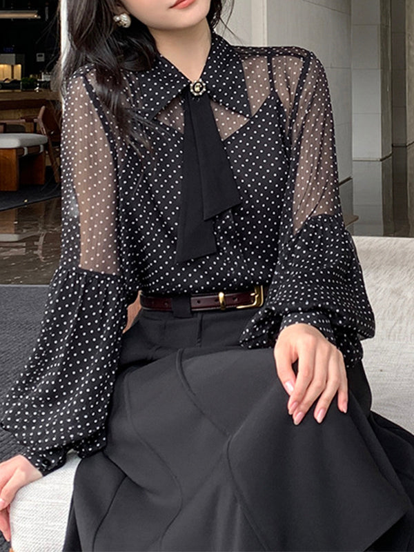 Polka Dot Bell Sleeve Shirt