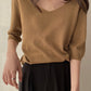 Fashion Loose Solid Color V-neck Half Sleeve Sweater Top