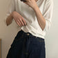 Fashion Loose Solid Color V-neck Half Sleeve Sweater Top