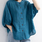 Retro Cotton Linen Lantern Sleeve Top Shirt
