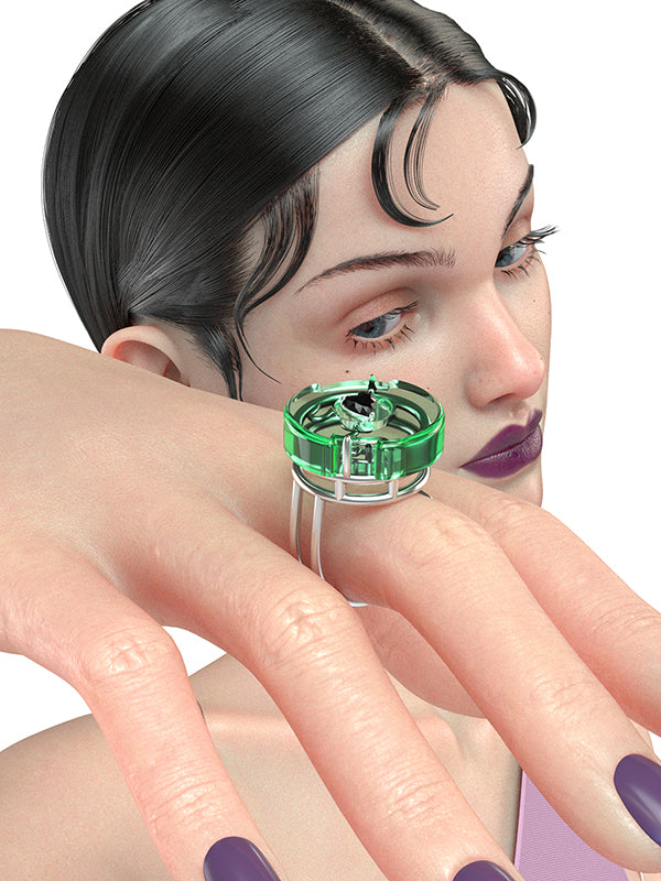 Futuristic Heart Shape Zircon Open-end Ring