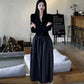 Black French Knit Panel Dress