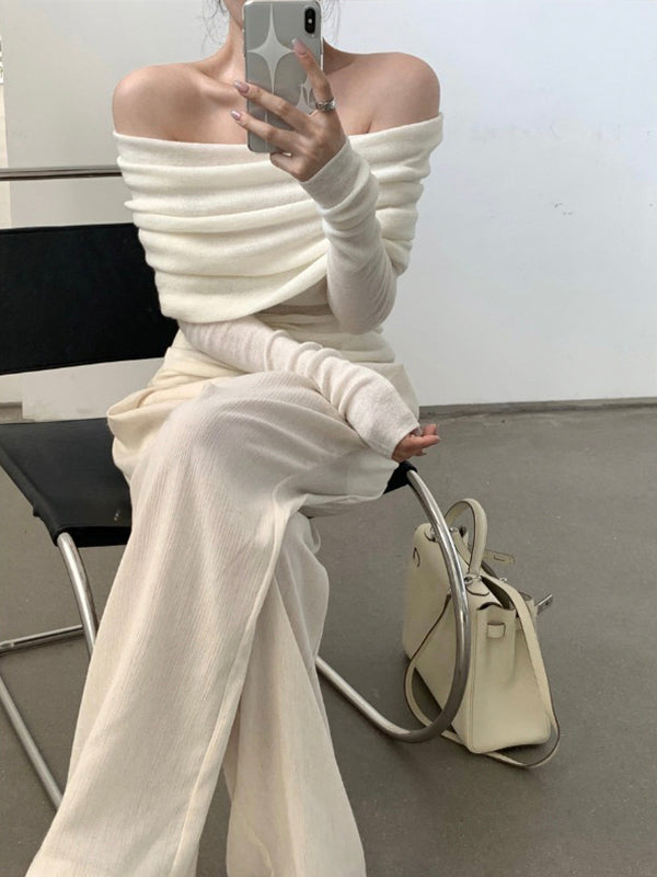 French Chic Off-Shoulder Knit Top