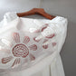 Embroidered Hollow Ruffle Loose Balloon Sleeve Shirt Blouse