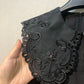 Embroidered Hollow Lace Large Lapel Cotton Sleeveless Shirt