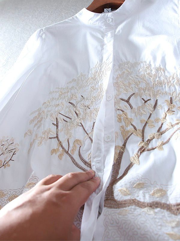 Fashion Cotton Embroidered Original A-line Shirt Blouse