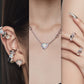 Heart Shape Synthetic Opal Necklace Stud Earrings Ring Ear Clip