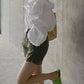 Fashion Slanted Shoulder Design Puff Sleeve Top