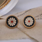 Artistic Retro Geometry Daisy Earrings