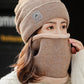 Casual Solid Color Keep Warm Knitted Scarf&Hat Two Pieces Set