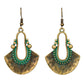 Vintage Fan-Shaped Hollow Turquoise Earrings
