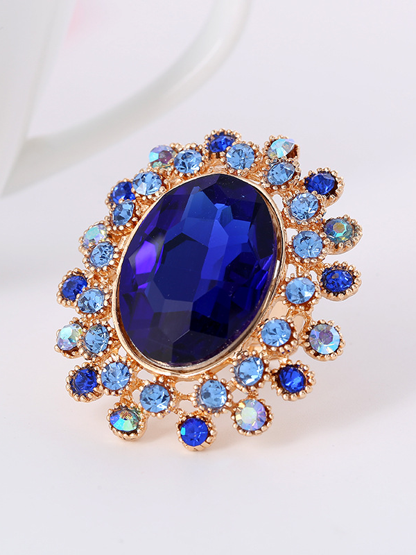 Full Diamond Crystal Glass Open Adjustable Ring