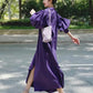 Vintage Purple Puff Sleeve Loose Shirt Dress
