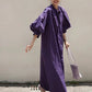 Vintage Purple Puff Sleeve Loose Shirt Dress