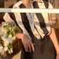 Black and White Striped V-neck Shirt Top