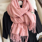 15 Colors Imitated Cashmere Solid Color Tasseled Scarf