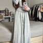 Contrasting Color Stitching Knitted Top&Casual Plush Straight Wide-leg Pants Two-piece Set