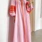 Retro V-Neck Contrasting Trim Stitching Lace Tassel Dress