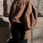 Balloon Sleeve Stand Collar Shirt Top