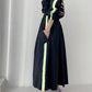 Personalized Print Color Contrast Short Coat + High Waist Pocket Large Swing Skirt Suit