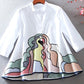 Original Loose Embroidered A-Line Cotton Shirt Blouse