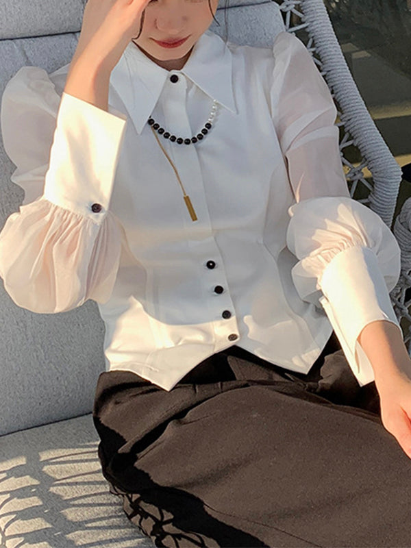Vintage Pearl Chain Elegant Shirt