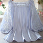 Embroidered Hollow Ruffle Loose Balloon Sleeve Shirt Blouse