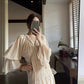 Pleated French Design V-Neck Dress