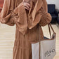 Pleated French Design V-Neck Dress