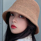 Simple Solid Color Wool Knitted Bucket Hat