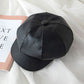 Stylish PU Solid Color Simple Casual Beret Hat