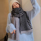 Original Houndstooth Contrast Color Knitting Shawl Scarf