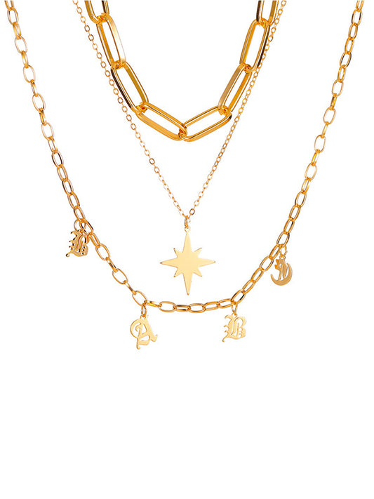 Stylish Letter Pendant Multilayer Necklace