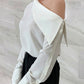 Loose Diagonal Collar Off Shoulder Long Sleeve Shirt Top