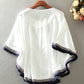 Loose Cape Dolman Sleeve Vintage Embroidered Floral Shirt Top