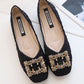 Solid Color Flat Square Buckle Pleated Low Heels Shoes