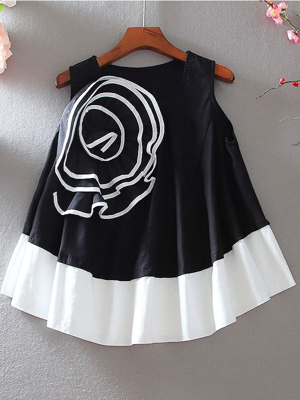 Loose Ruffle A-Line Sleeveless Shirt Blouse