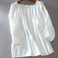 Embroidered Hollow Ruffle Loose Balloon Sleeve Shirt Blouse