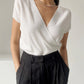 Simple Cotton V-neck Knitted Half-sleeved Top