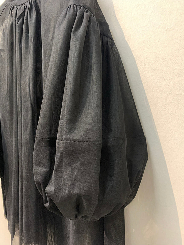 Pleated Translucent Top + Suspenders