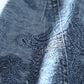 Vintage Oversized Embroidered Stand Collar 3/4 Sleeve Denim Shirt