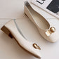 Fashion Solid Color PU Square Toe Flat Shoes