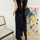Open Back Slit Sleeveless Casual T-Shirt Dress