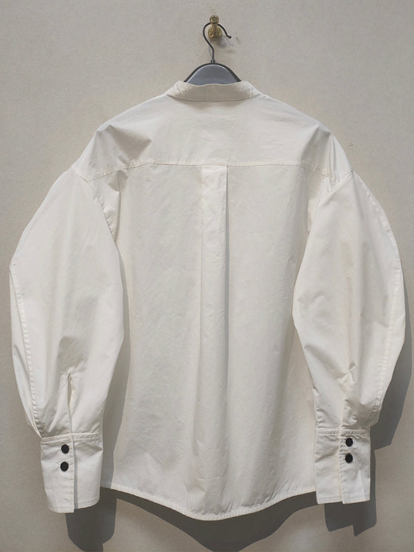 Balloon Sleeve Stand Collar Shirt Top