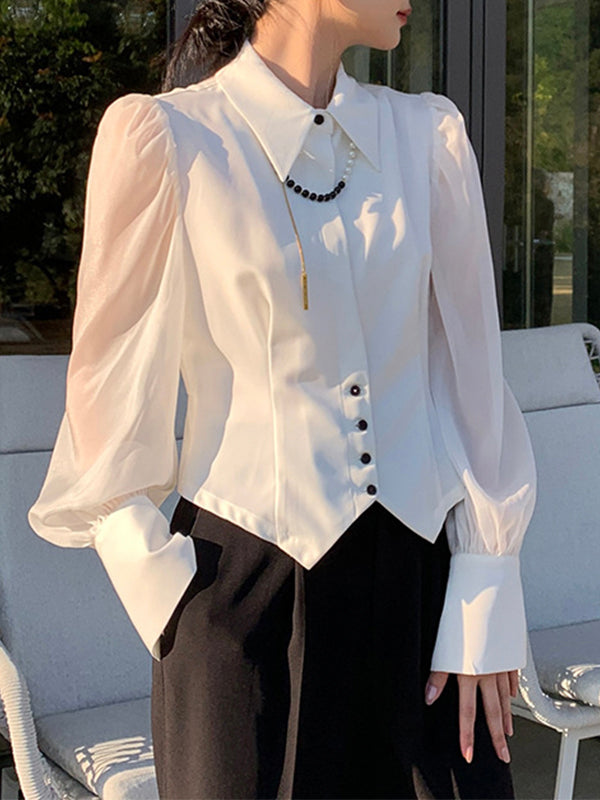Vintage Pearl Chain Elegant Shirt