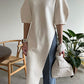 Spring Fashion Loose Solid Color Round Neck Slit Top