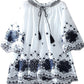 Vintage Embroidered A-Line Loose Ruffle Shirt Blouse